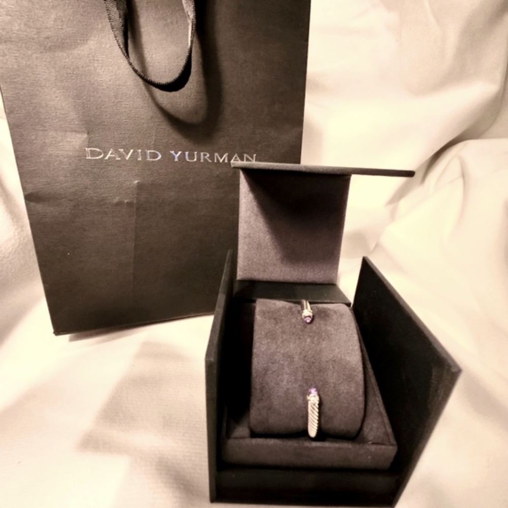 David Yurman Wire Bracelet Amethyst and Diamond 14k & 925